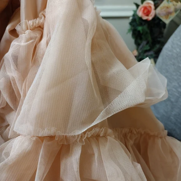 Disney Store Girl's "Belle" Pink Embroidered & Sequinned Rose Patterned Dress - Picture 5 of 11